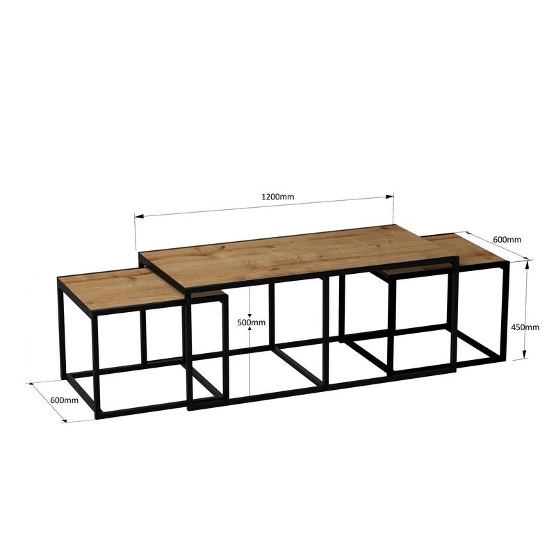 Casa si Gradina - Mobilier - Mese si birouri - Masute de cafea - Masuta de cafea, Hanah Home, pal melaminat, stejar si negru, 120x60x50 cm - Infinity.ro