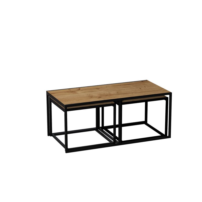Casa si Gradina - Mobilier - Mese si birouri - Masute de cafea - Masuta de cafea, Hanah Home, pal melaminat, stejar si negru, 120x60x50 cm - Infinity.ro