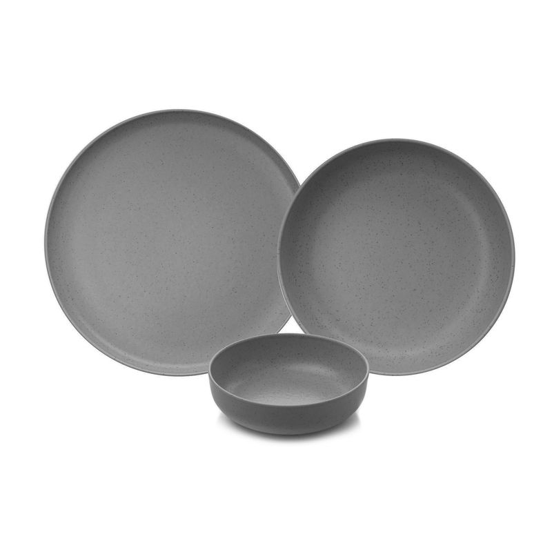 Casa si Gradina - Bucatarie si vesela - Vesela si tacamuri - Servicii de masa - Set de masa, Hermia, portelan, antracit, 12 piese - Infinity.ro