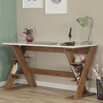 Casa si Gradina - Mobilier - Mese si birouri - Birouri - Birou de studiu, Hanah Home, pal, stejar inchis si alb, 140x60x73 cm - Infinity.ro