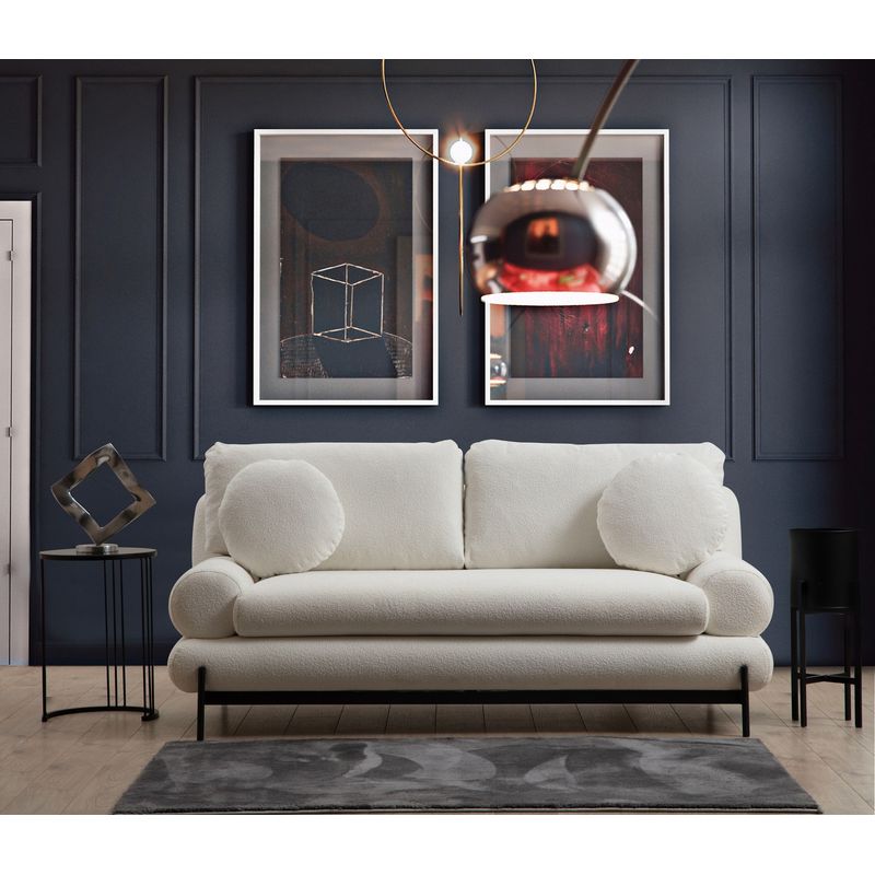 Casa si Gradina - Mobilier - Canapele si coltare - Canapele - Canapea 2 locuri, Hanah Home, lemn fag si pal, alb, 188x85x92 cm - Infinity.ro