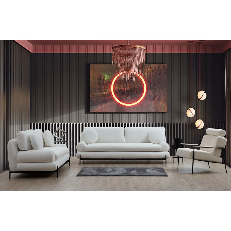 Casa si Gradina - Mobilier - Canapele si coltare - Canapele - Canapea 2 locuri, Hanah Home, lemn fag si pal, alb, 188x85x92 cm - Infinity.ro