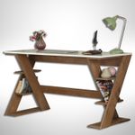 Casa si Gradina - Mobilier - Mese si birouri - Birouri - Birou de studiu, Hanah Home, pal, stejar inchis si alb, 140x60x73 cm - Infinity.ro