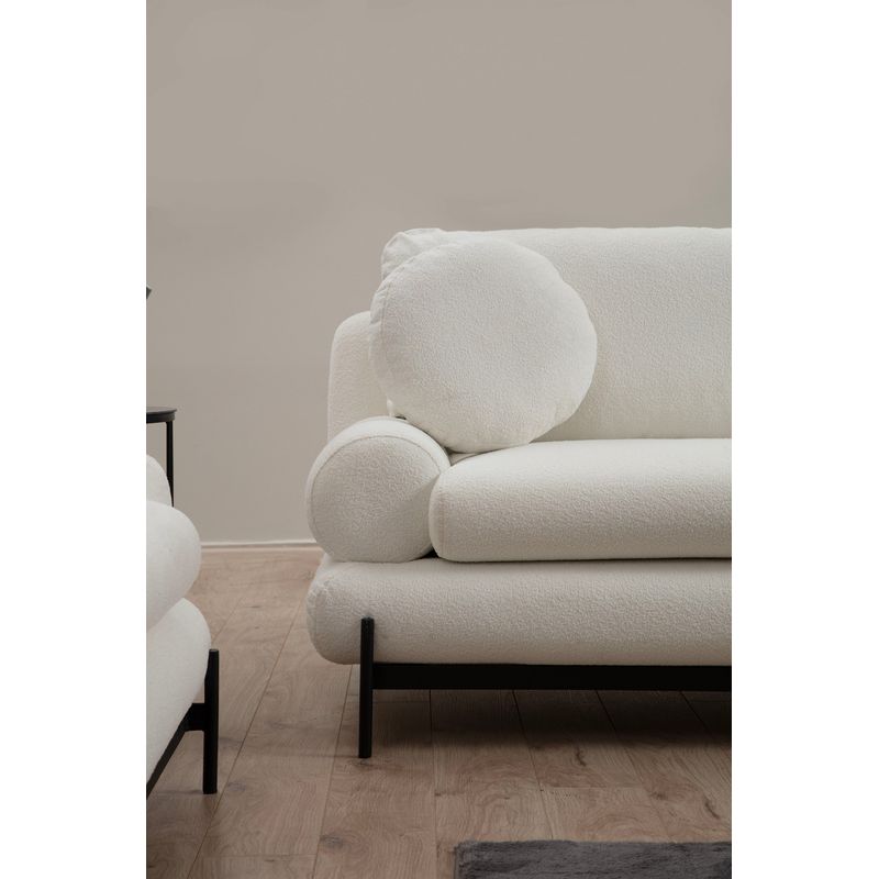 Casa si Gradina - Mobilier - Canapele si coltare - Canapele - Canapea 2 locuri, Hanah Home, lemn fag si pal, alb, 188x85x92 cm - Infinity.ro