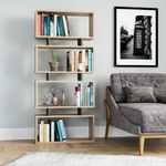 Casa si Gradina - Mobilier - Biblioteci si rafturi - Biblioteci - Biblioteca, Hanah Home, pal melaminat, stejar si antracit, 72.5x25x161 cm - Infinity.ro