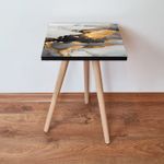 Casa si Gradina - Mobilier - Mese si birouri - Mese living - Masa laterala, Hanah Home, mdf, gri negru auriu, 35x35x42 cm - Infinity.ro