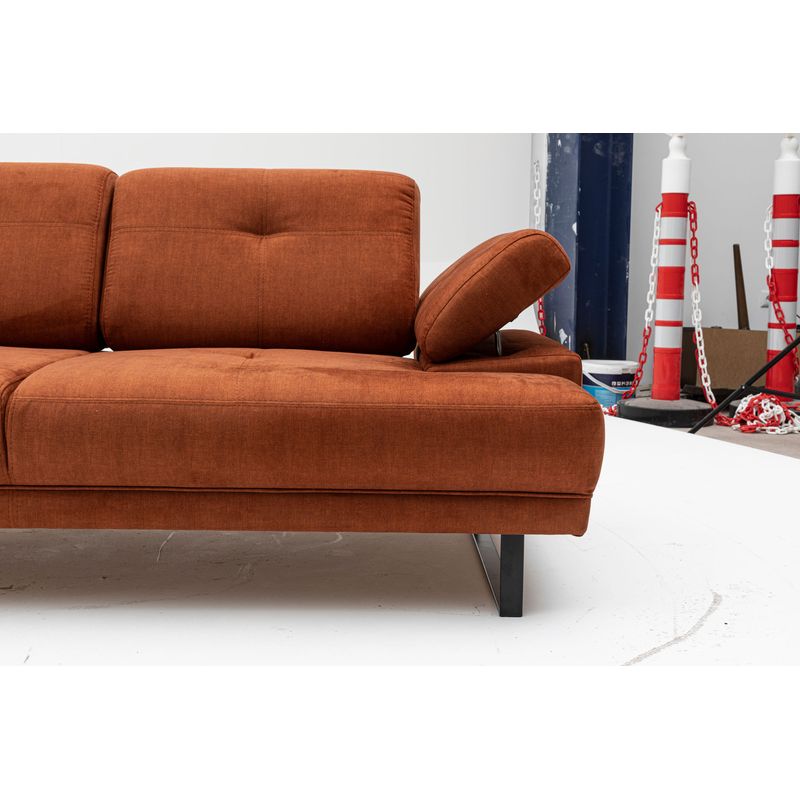 Casa si Gradina - Mobilier - Canapele si coltare - Canapele - Canapea extensibila, Hanah Home, lemn fag, portocaliu, 199x99x83 cm - Infinity.ro
