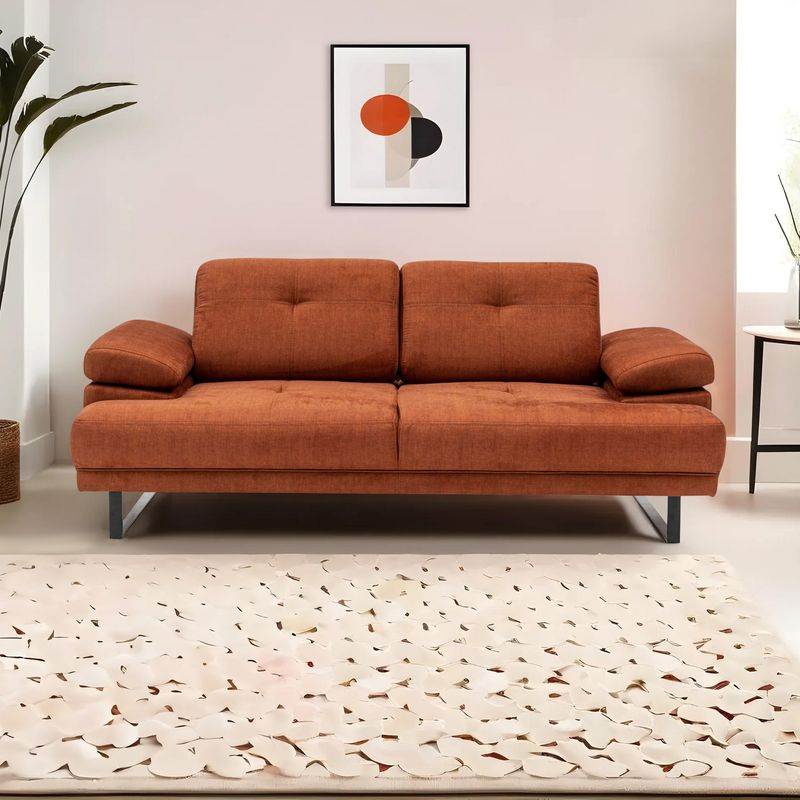 Casa si Gradina - Mobilier - Canapele si coltare - Canapele - Canapea extensibila, Hanah Home, lemn fag, portocaliu, 199x99x83 cm - Infinity.ro