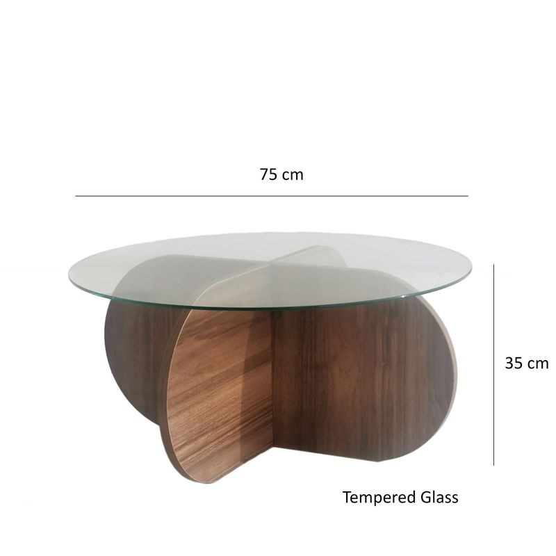 Casa si Gradina - Mobilier - Mese si birouri - Masute de cafea - Masuta de cafea, Hanah Home, sticla temperata si pal melaminat, nuc, 75x75x35 cm - Infinity.ro