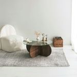 Casa si Gradina - Mobilier - Mese si birouri - Masute de cafea - Masuta de cafea, Hanah Home, sticla temperata si pal melaminat, nuc, 75x75x35 cm - Infinity.ro