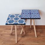 Casa si Gradina - Mobilier - Mese si birouri - Masute de cafea - Set masute de cafea, Hanah Home, mdf, albastru marin si alb, 35x35x47 cm, 2 piese - Infinity.ro