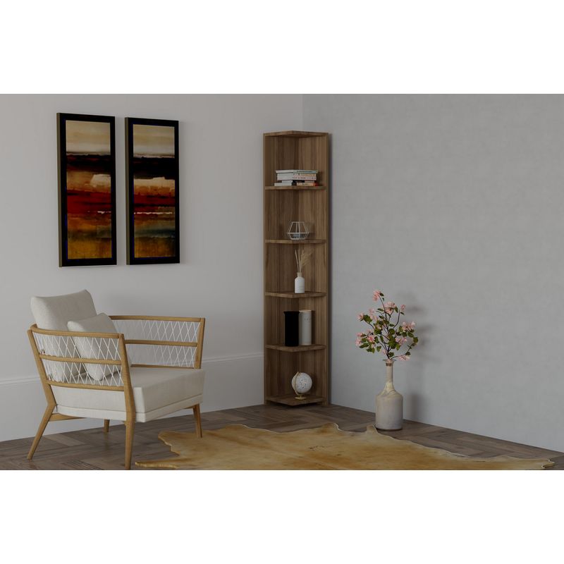 Casa si Gradina - Mobilier - Biblioteci si rafturi - Etajere - Etajera, Hanah Home, PAL melaminat, nuc, 25x25x160 cm - Infinity.ro