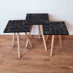 Casa si Gradina - Mobilier - Mese si birouri - Masute de cafea - Set mese cuib, Hanah Home, mdf, negru auriu, 35x35x52 cm, 481LNA2773 - Infinity.ro