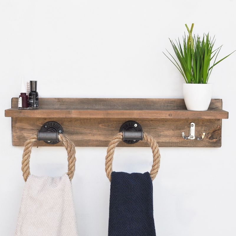 Casa si Gradina - Mobilier - Organizare si depozitare - Cuiere - Cuiere, Hanah Home, lemn de molid, nuc, 70x14x12 cm - Infinity.ro