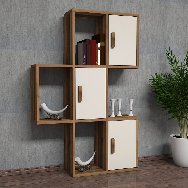 Casa si Gradina - Mobilier - Biblioteci si rafturi - Rafturi - Raft de perete, Hanah Home, pal melaminat, nuc si crem, 50x20x112.6 cm - Infinity.ro