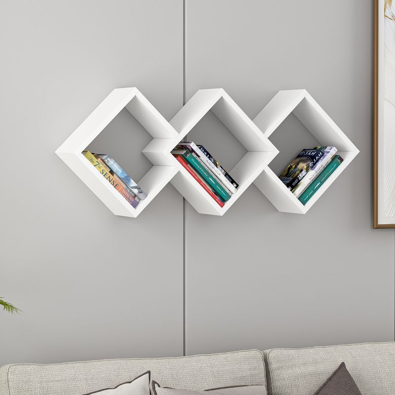 Casa si Gradina - Mobilier - Biblioteci si rafturi - Etajere - Etajera de perete, Hanah Home, pal melaminat, alb, 102x42x20 cm - Infinity.ro