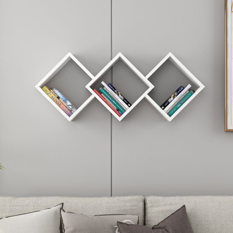 Casa si Gradina - Mobilier - Biblioteci si rafturi - Etajere - Etajera de perete, Hanah Home, pal melaminat, alb, 102x42x20 cm - Infinity.ro