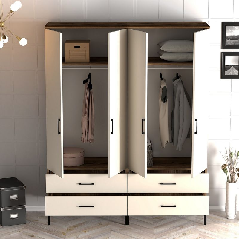 Casa si Gradina - Mobilier - Dulapuri si sifoniere - Sifoniere - Dulap, Hanah Home, pal melaminat, nuc si crem, 160x47.5x201.4 cm, 845HCT5486 - Infinity.ro