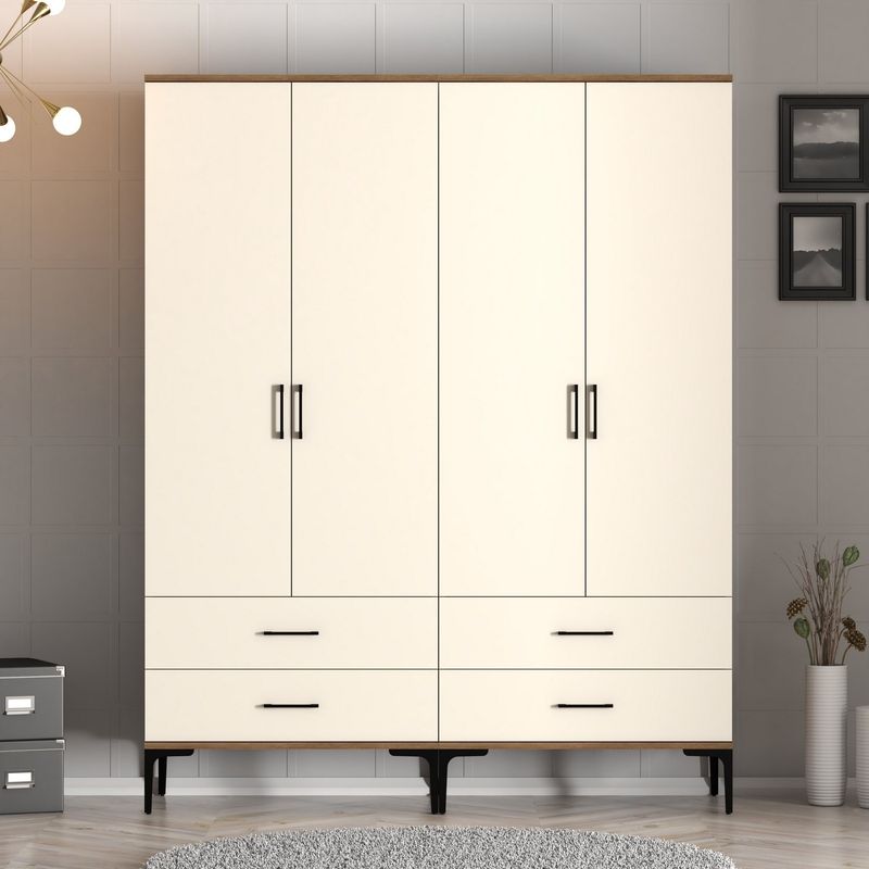 Casa si Gradina - Mobilier - Dulapuri si sifoniere - Sifoniere - Dulap, Hanah Home, pal melaminat, nuc si crem, 160x47.5x201.4 cm, 845HCT5486 - Infinity.ro
