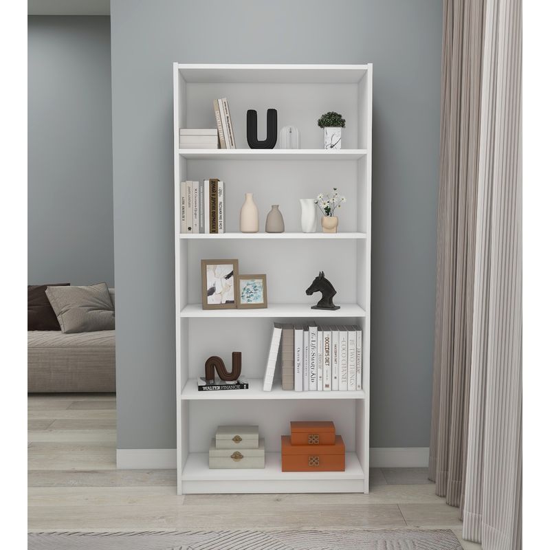 Casa si Gradina - Mobilier - Biblioteci si rafturi - Biblioteci - Biblioteca, Hanah Home, pal melaminat, alb, 80x28x180 cm - Infinity.ro