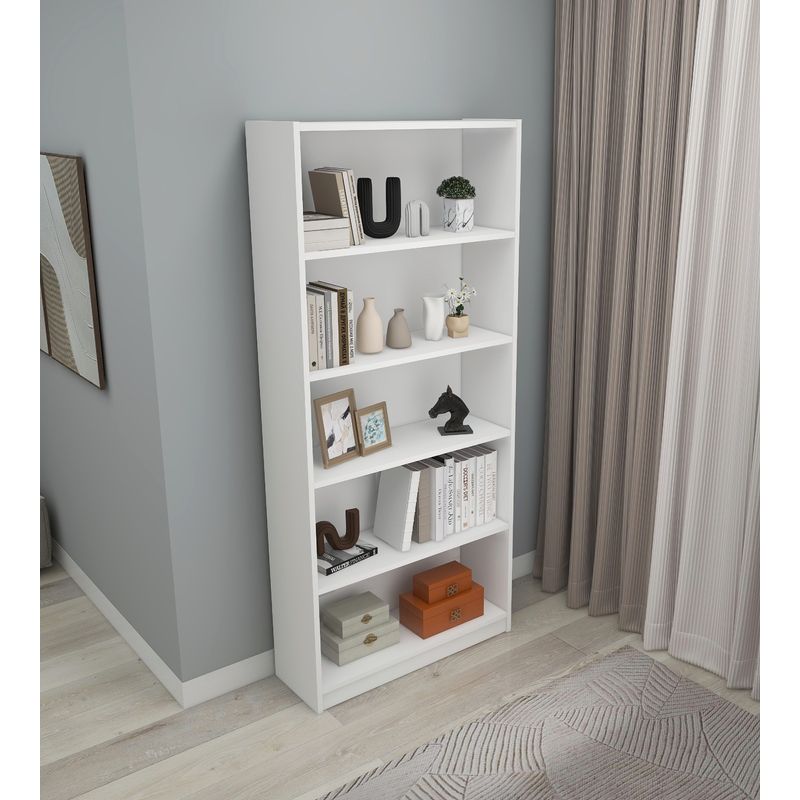 Casa si Gradina - Mobilier - Biblioteci si rafturi - Biblioteci - Biblioteca, Hanah Home, pal melaminat, alb, 80x28x180 cm - Infinity.ro
