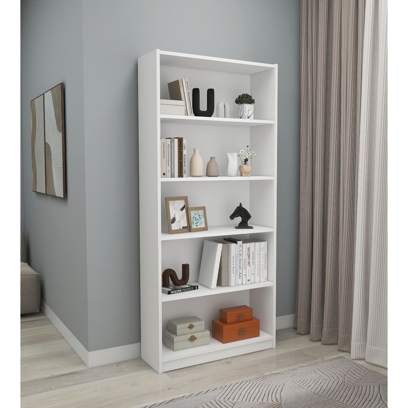 Casa si Gradina - Mobilier - Biblioteci si rafturi - Biblioteci - Biblioteca, Hanah Home, pal melaminat, alb, 80x28x180 cm - Infinity.ro