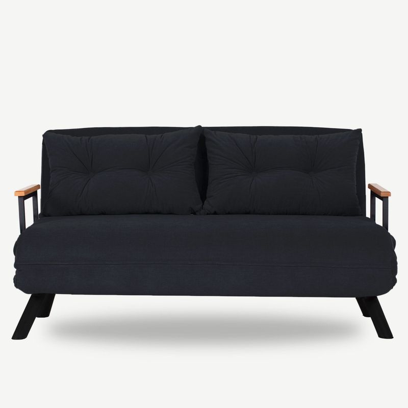 Casa si Gradina - Mobilier - Canapele si coltare - Canapele - Canapea extensibila, Hanah Home, metal si poliester, negru, 175x133 cm - Infinity.ro