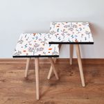 Casa si Gradina - Mobilier - Mese si birouri - Masute de cafea - Set masute de cafea, Hanah Home, mdf, alb/albastru marin/portocaliu, 35x35x47 cm - Infinity.ro