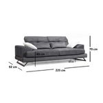 Casa si Gradina - Mobilier - Canapele si coltare - Canapele - Canapea 3 locuri, Hanah Home, lemn fag si pal, antracit, 225x92x79 cm - Infinity.ro