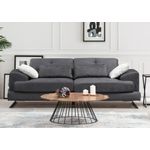 Casa si Gradina - Mobilier - Canapele si coltare - Canapele - Canapea 3 locuri, Hanah Home, lemn fag si pal, antracit, 225x92x79 cm - Infinity.ro