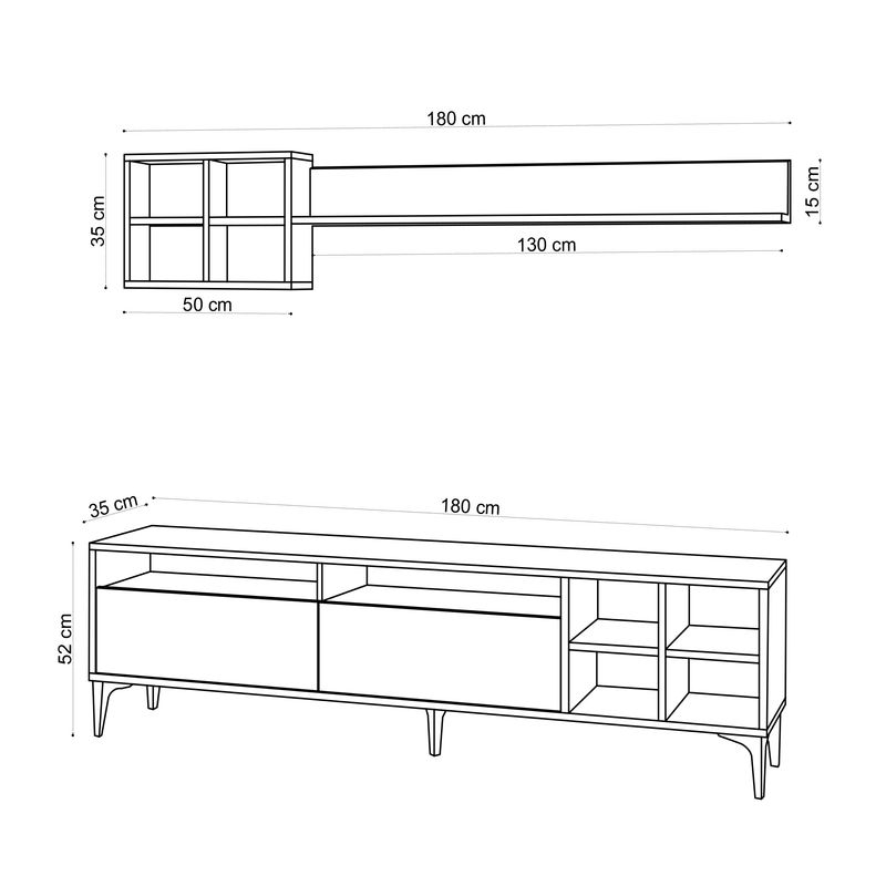 Casa si Gradina - Mobilier - Comode si corpuri - Comode - Comoda tv, Hanah Home, pal melaminat, stejar, 180x35x52 cm, 393MRD1207 - Infinity.ro