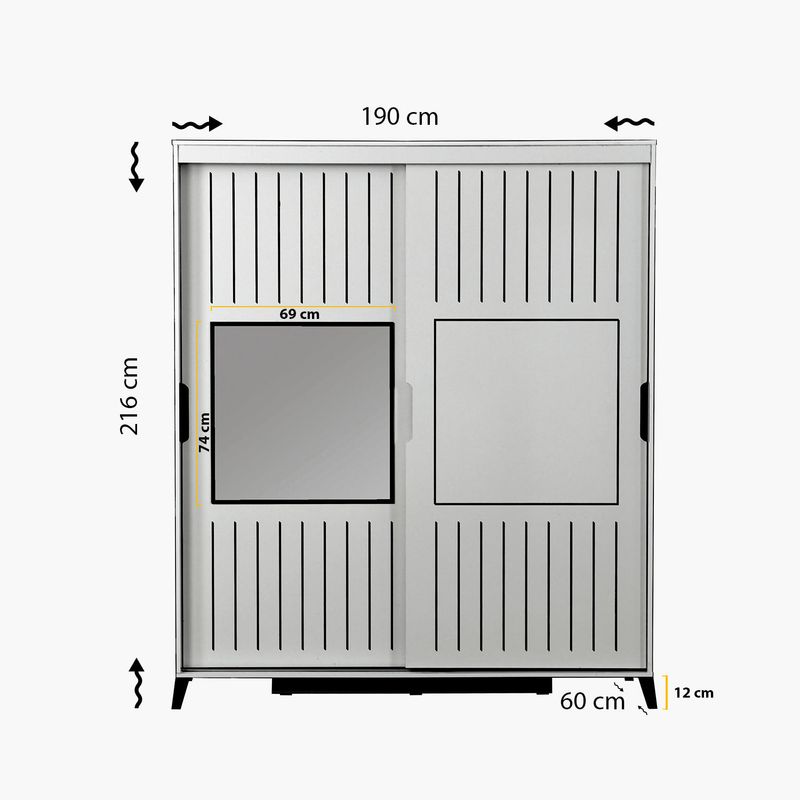 Casa si Gradina - Mobilier - Dulapuri si sifoniere - Sifoniere - Sifonier, Hanah Home, pal melaminat, alb, 190x60x216 cm - Infinity.ro