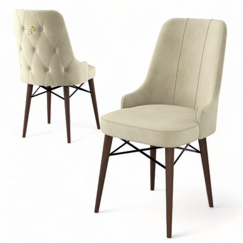 Casa si Gradina - Mobilier - Scaune si fotolii - Scaune - Set scaune, Hanah Home, metal, crem maro, 46x46x94 cm, babyface, 4 bucati - Infinity.ro