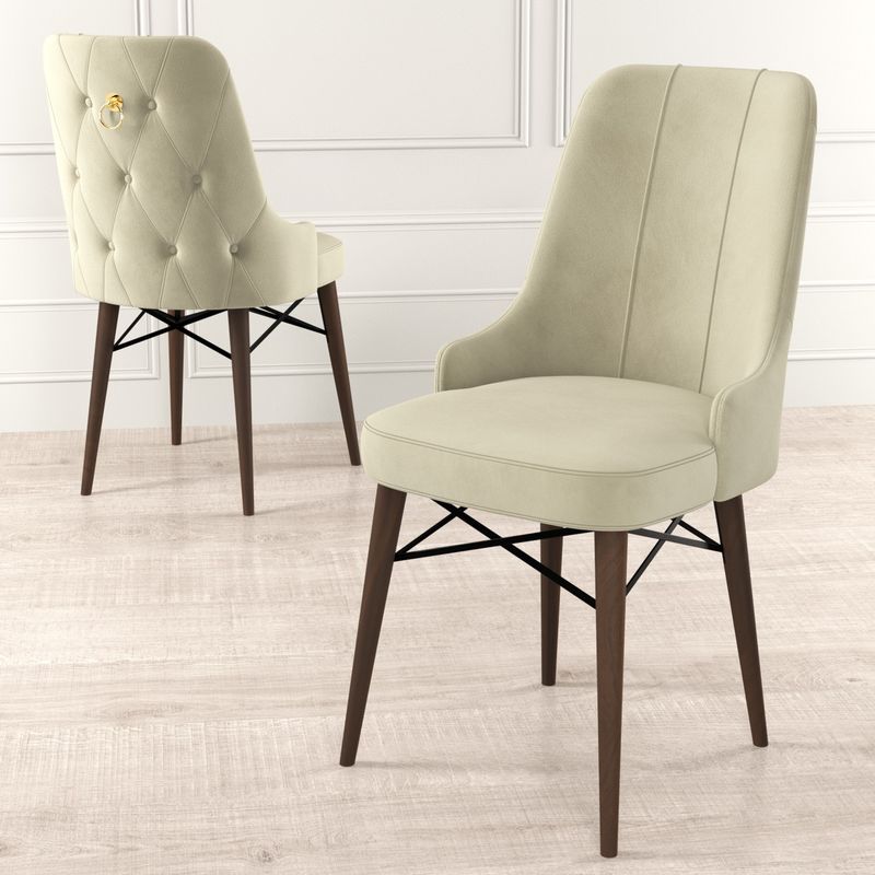 Casa si Gradina - Mobilier - Scaune si fotolii - Scaune - Set scaune, Hanah Home, metal, crem maro, 46x46x94 cm, babyface, 4 bucati - Infinity.ro