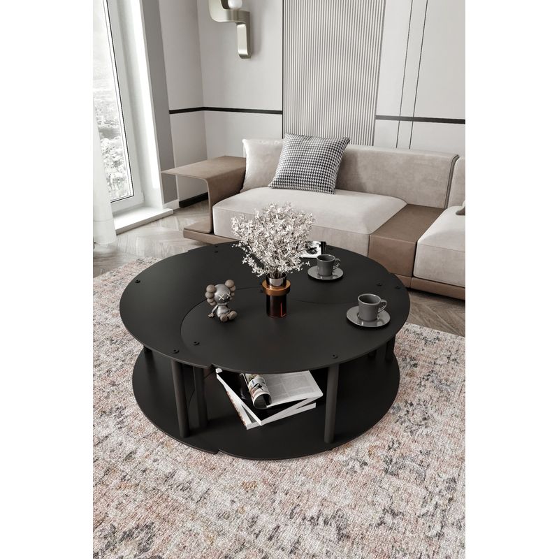 Casa si Gradina - Mobilier - Mese si birouri - Masute de cafea - Set masute de cafea, Hanah Home, mdf, negru, 3 piese, diametru 70 cm, inaltime 38 cm - Infinity.ro