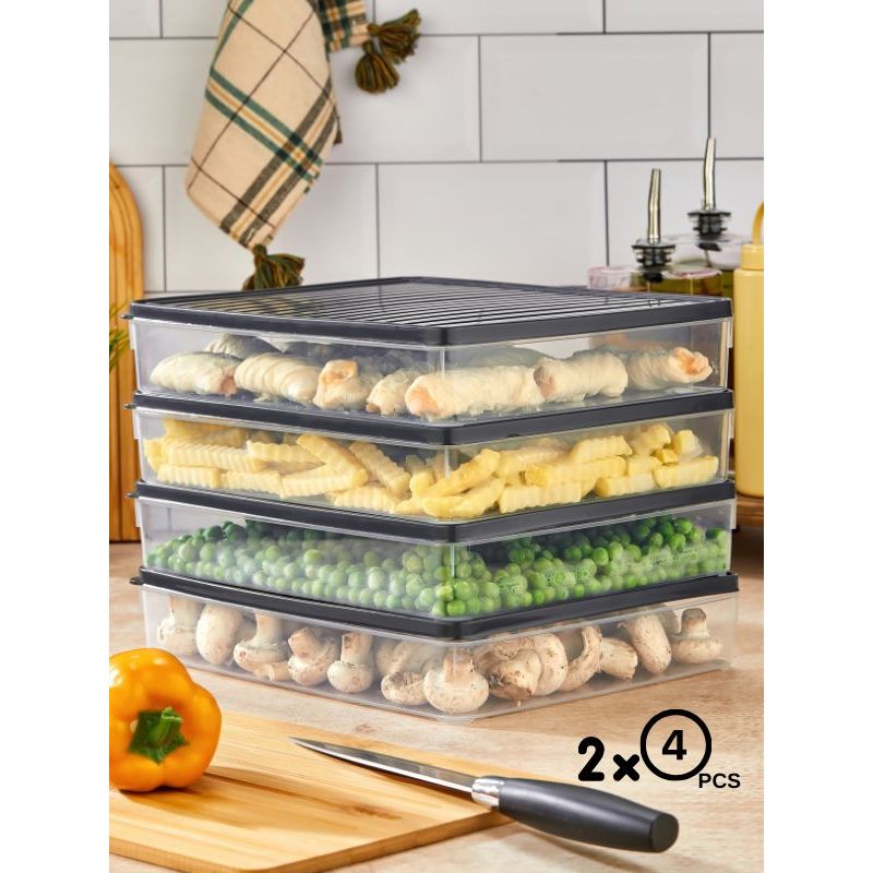 Casa si Gradina - Bucatarie si vesela - Organizare si depozitare bucatarie - Cutii alimentare - Set cutii de depozitare, Hermia, plastic, antracit, 27.5x5x22.5 cm, 8 piese - Infinity.ro