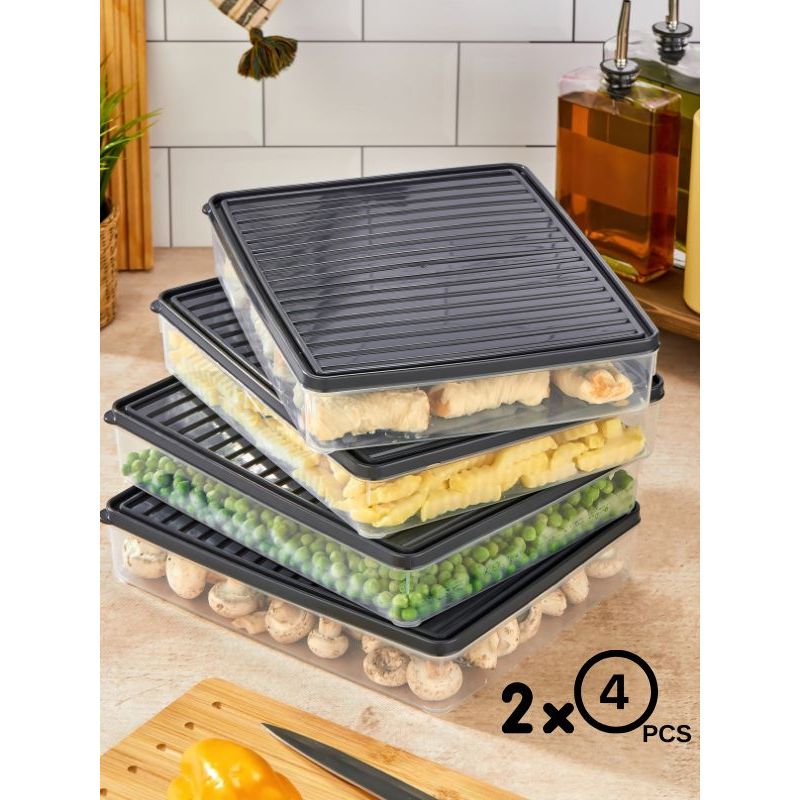 Casa si Gradina - Bucatarie si vesela - Organizare si depozitare bucatarie - Cutii alimentare - Set cutii de depozitare, Hermia, plastic, antracit, 27.5x5x22.5 cm, 8 piese - Infinity.ro