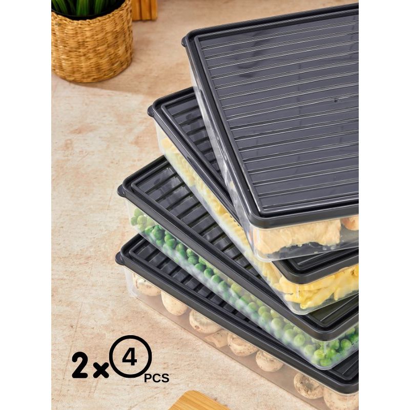 Casa si Gradina - Bucatarie si vesela - Organizare si depozitare bucatarie - Cutii alimentare - Set cutii de depozitare, Hermia, plastic, antracit, 27.5x5x22.5 cm, 8 piese - Infinity.ro