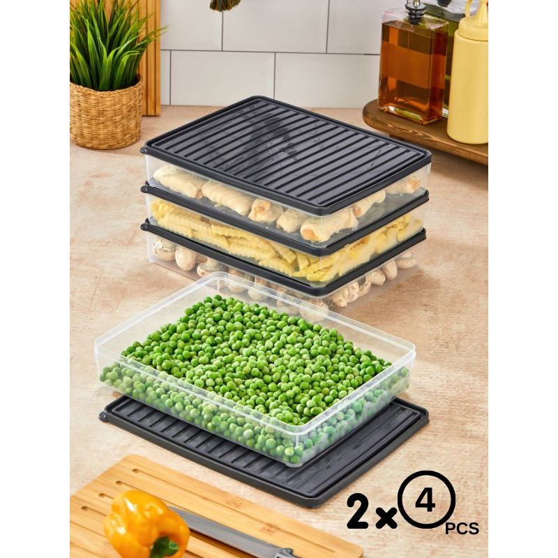 Casa si Gradina - Bucatarie si vesela - Organizare si depozitare bucatarie - Cutii alimentare - Set cutii de depozitare, Hermia, plastic, antracit, 27.5x5x22.5 cm, 8 piese - Infinity.ro