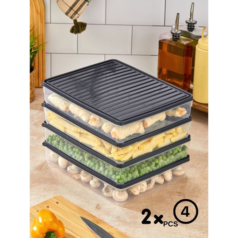 Casa si Gradina - Bucatarie si vesela - Organizare si depozitare bucatarie - Cutii alimentare - Set cutii de depozitare, Hermia, plastic, antracit, 27.5x5x22.5 cm, 8 piese - Infinity.ro