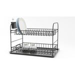 Casa si Gradina - Bucatarie si vesela - Organizare si depozitare bucatarie - Scurgator vase - Scurgator de vase, Hermia, metal, negru, 47x32x31 cm - Infinity.ro