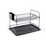 Casa si Gradina - Bucatarie si vesela - Organizare si depozitare bucatarie - Scurgator vase - Scurgator de vase, Hermia, metal, negru, 47x32x31 cm - Infinity.ro