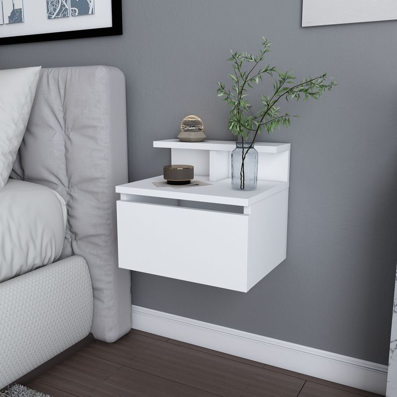 Casa si Gradina - Mobilier - Comode si corpuri - Noptiere - Noptiera, Hanah Home, panou de particule acoperit cu melamina, alb, 39.8x31.9x35 cm - Infinity.ro