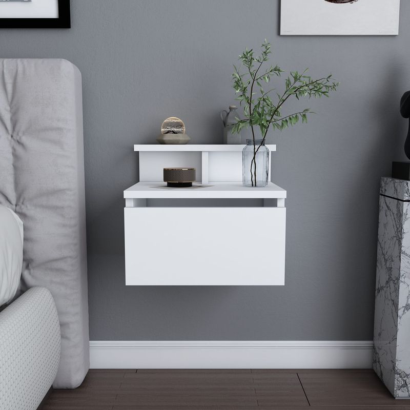 Casa si Gradina - Mobilier - Comode si corpuri - Noptiere - Noptiera, Hanah Home, panou de particule acoperit cu melamina, alb, 39.8x31.9x35 cm - Infinity.ro