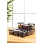 Casa si Gradina - Bucatarie si vesela - Organizare si depozitare bucatarie - Cutii alimentare - Set cutii depozitare, Hermia, plastic, antracit, 10x10x9.5 cm, 12 bucati, 964FRM5352 - Infinity.ro