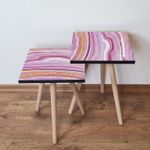 Casa si Gradina - Mobilier - Mese si birouri - Masute de cafea - Set masute de cafea, Hanah Home, mdf, roz auriu alb, 35x35x47 cm, 35x35x42 cm - Infinity.ro