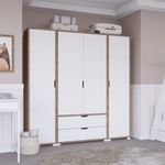Casa si Gradina - Mobilier - Dulapuri si sifoniere - Sifoniere - Sifonier, Hanah Home, pal melaminat, nuc deschis si alb, 140x45x182 cm - Infinity.ro