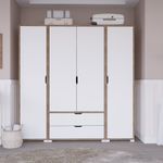 Casa si Gradina - Mobilier - Dulapuri si sifoniere - Sifoniere - Sifonier, Hanah Home, pal melaminat, nuc deschis si alb, 140x45x182 cm - Infinity.ro