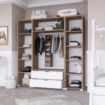 Casa si Gradina - Mobilier - Dulapuri si sifoniere - Sifoniere - Sifonier, Hanah Home, pal melaminat, nuc deschis si alb, 140x45x182 cm - Infinity.ro