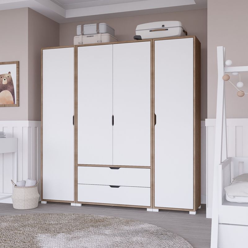 Casa si Gradina - Mobilier - Dulapuri si sifoniere - Sifoniere - Sifonier, Hanah Home, pal melaminat, nuc deschis si alb, 140x45x182 cm - Infinity.ro